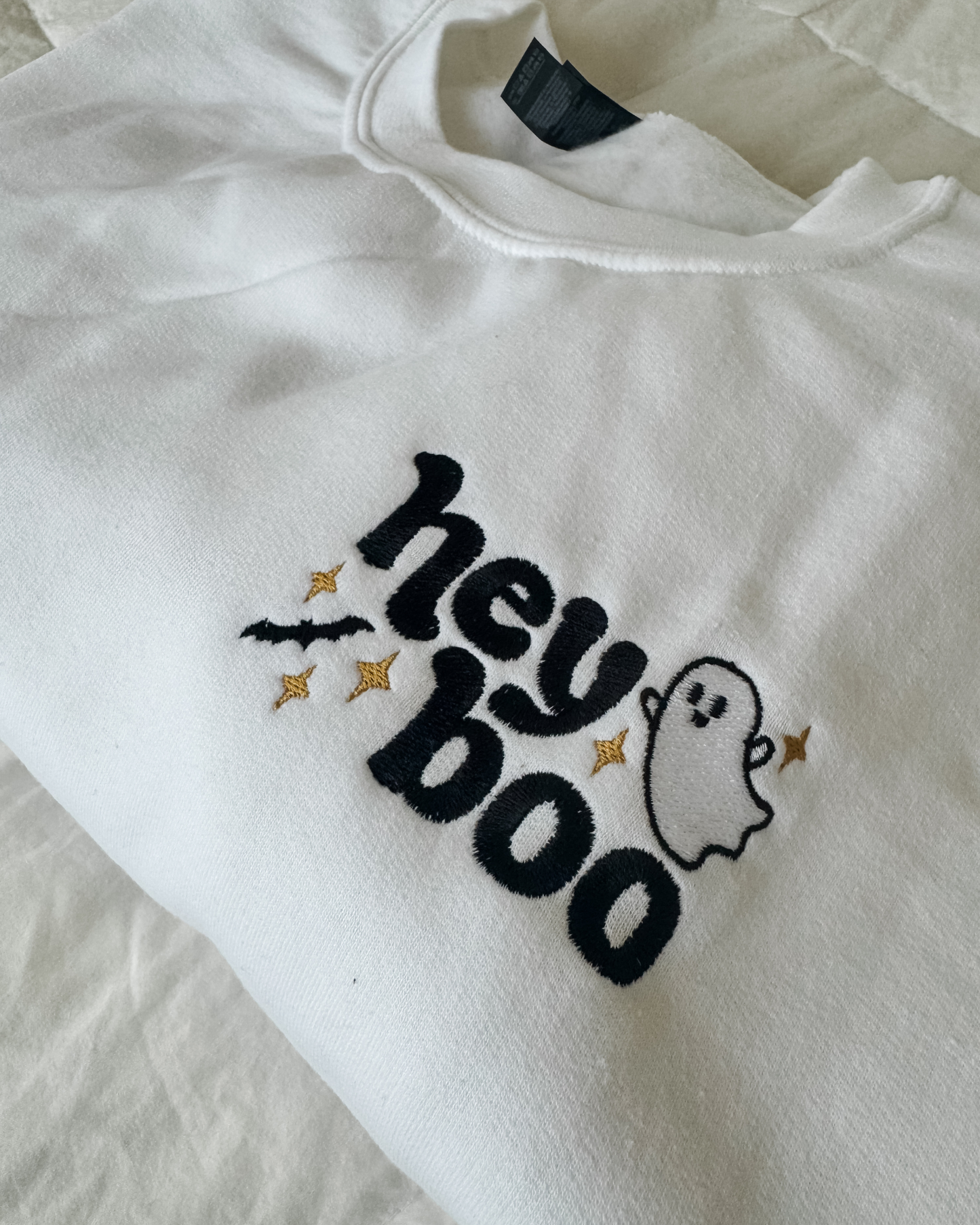 Embroidered Hey Boo Sweater