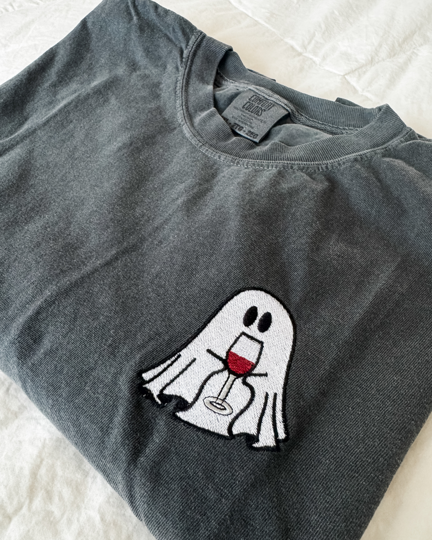 Embroidered Ghostie Wine Tee