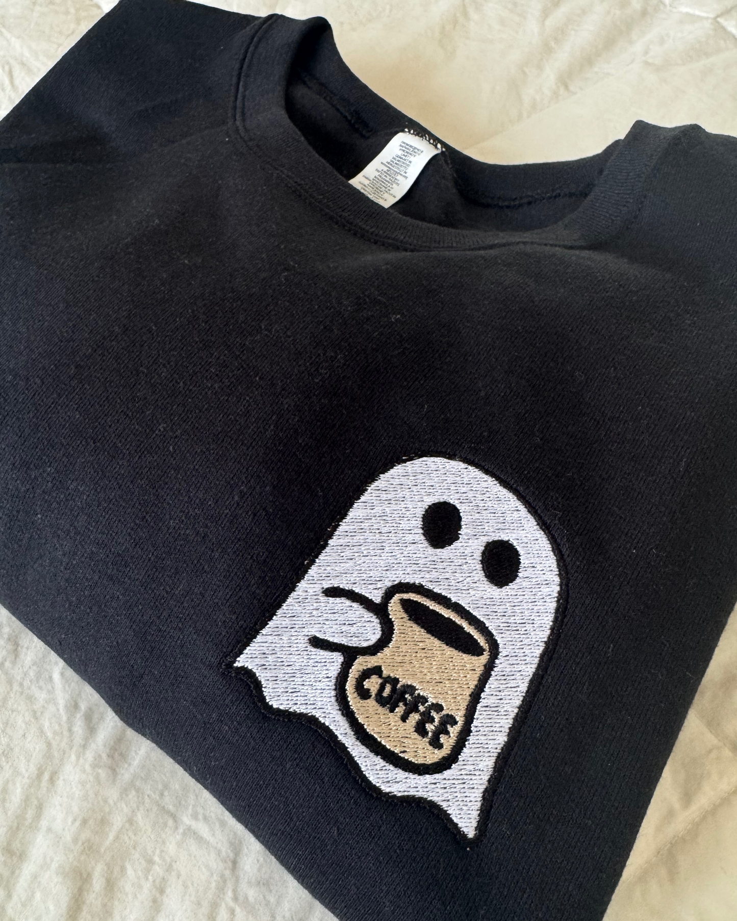Embroidered Ghostie Coffee Sweater