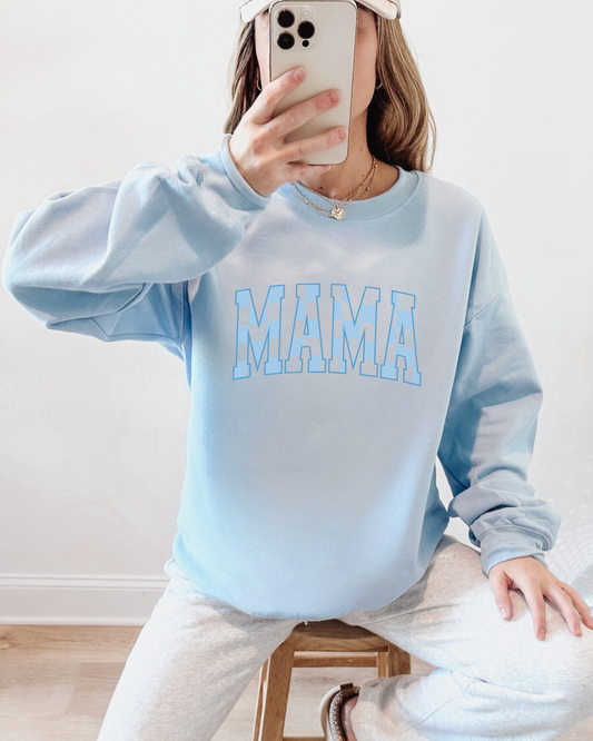 Blue Checkered MAMA Crewneck