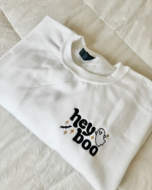 Embroidered Hey Boo Sweater