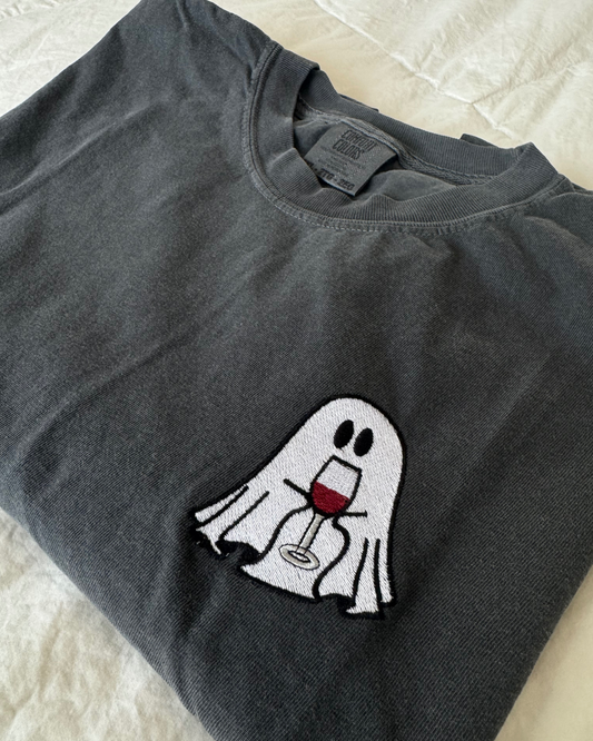 Embroidered Ghostie Wine Tee