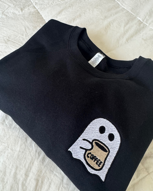 Embroidered Ghostie Coffee Sweater
