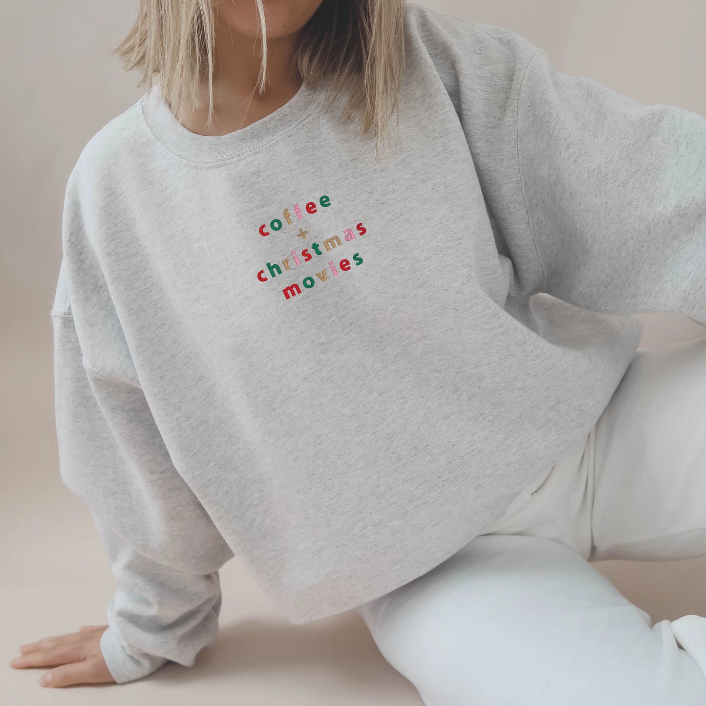 Embroidered Coffee + Christmas Crewneck